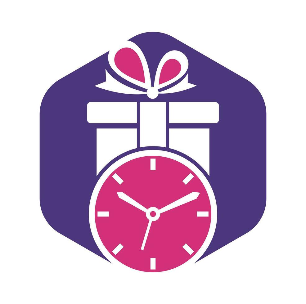 Gift Time Icon Logo Design Element. vector