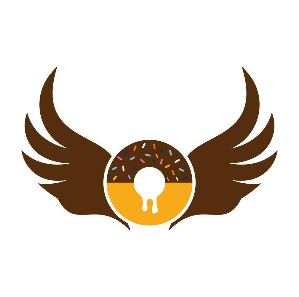 Winged donut template logo design. vector