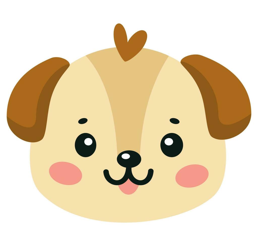 Flat vector illustration. Cute dog face on white background