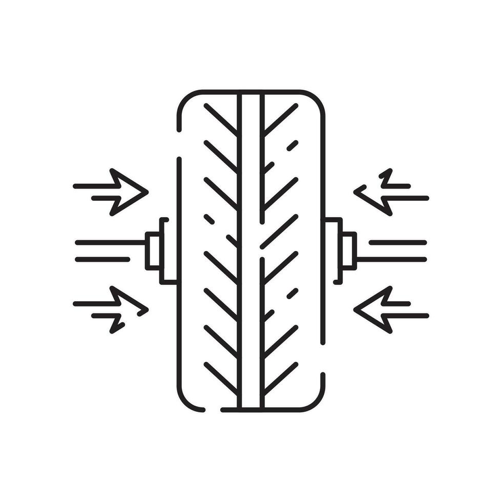 Tire line icon. Winter or snow tire. Included the icons as tire, technician, mechanic, flat tire, broken tired, screw, and more. vector