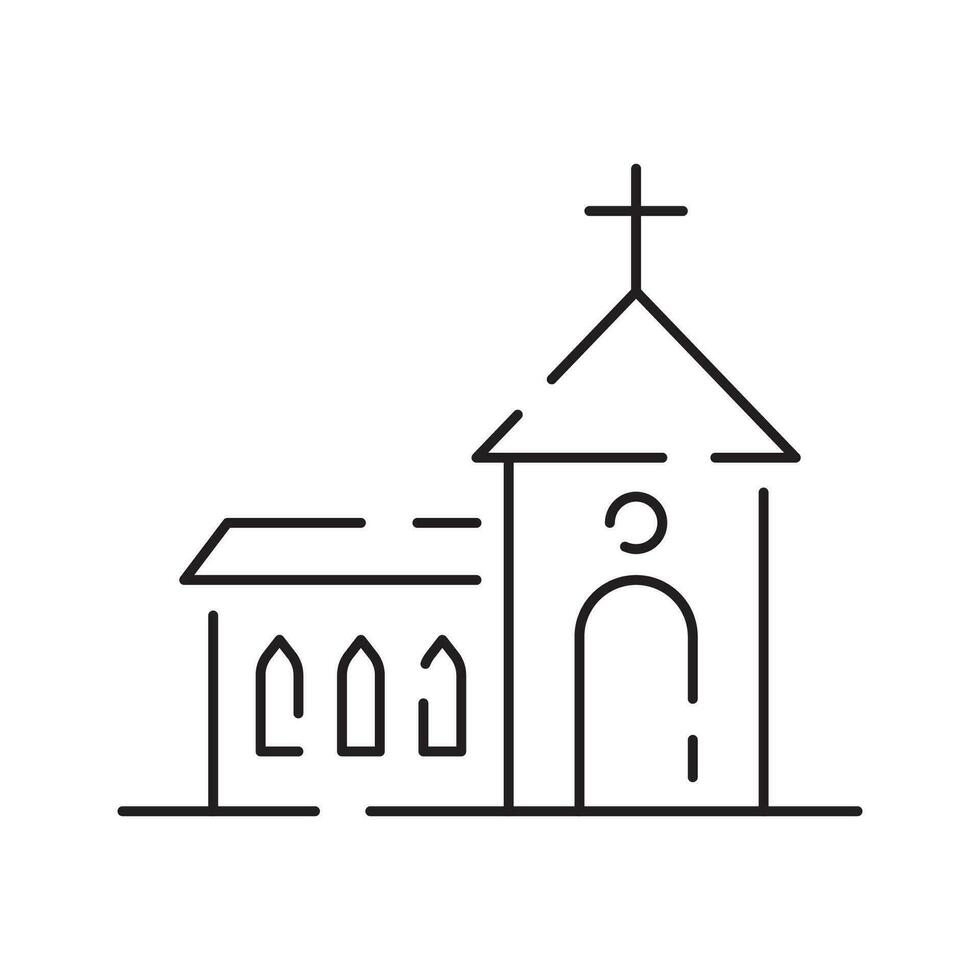 Iglesia icono vector Delgado línea estilo. religión línea icono edificio.