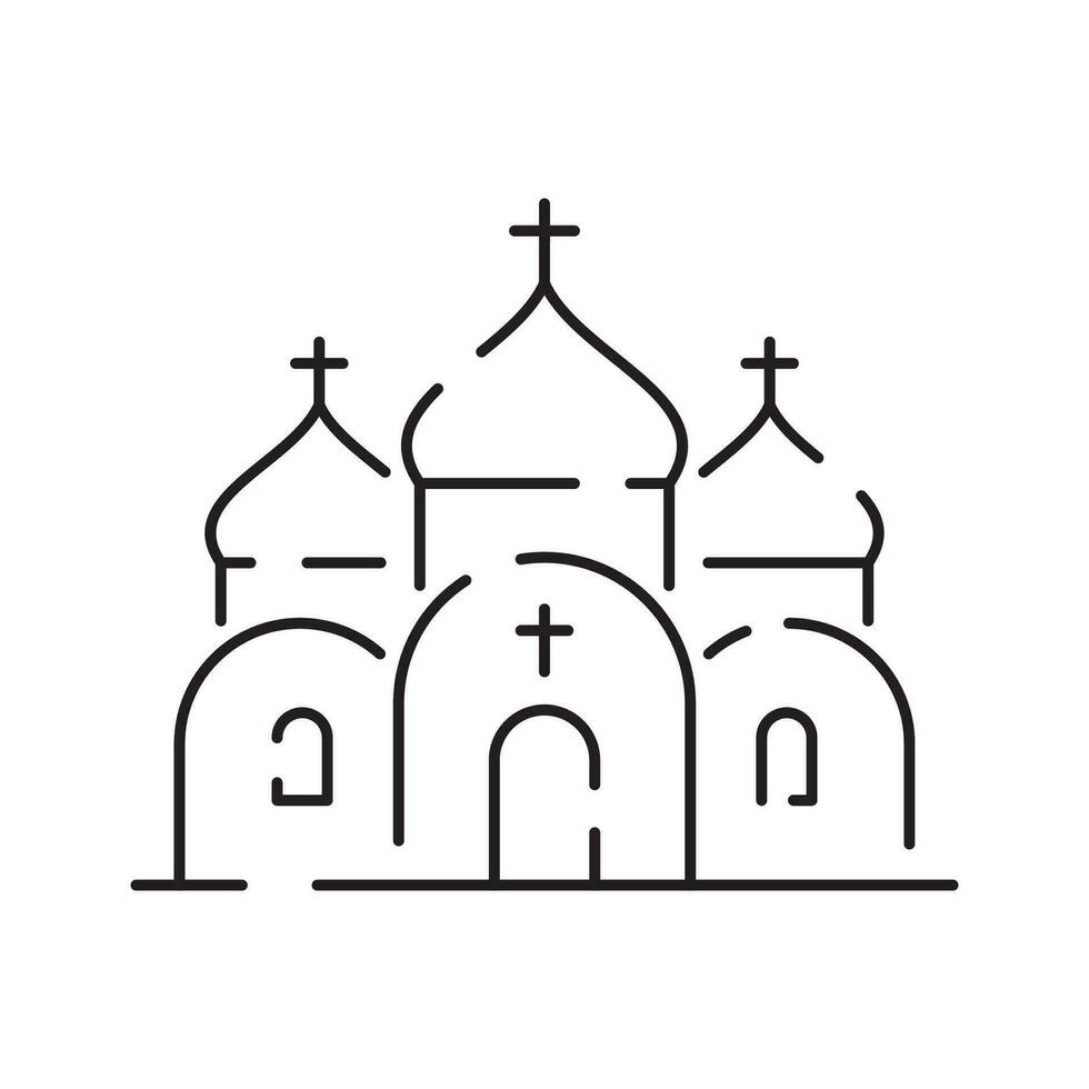 Church icon vector thin line style. Religion line icon building.