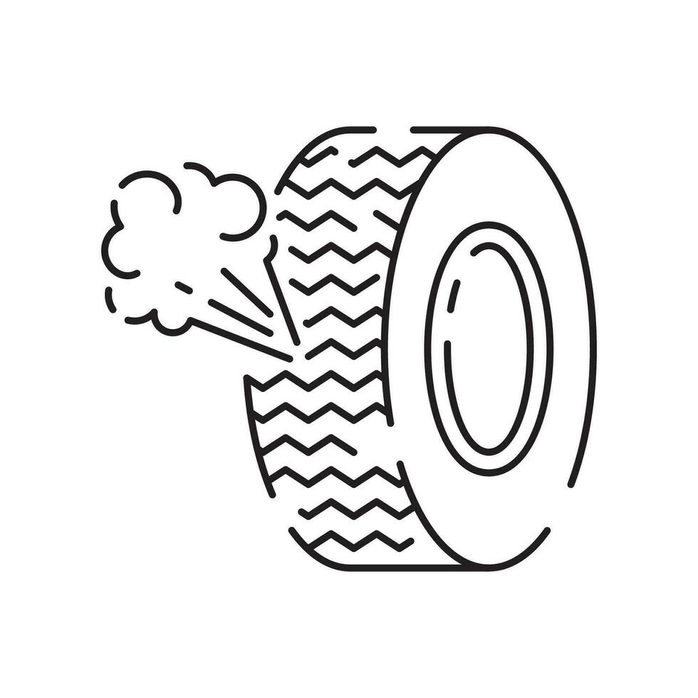 Tire line icon. Winter or snow tire. Included the icons as tire, technician, mechanic, flat tire, broken tired, screw, and more. vector