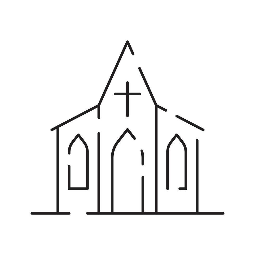 Church icon vector thin line style. Religion line icon building.