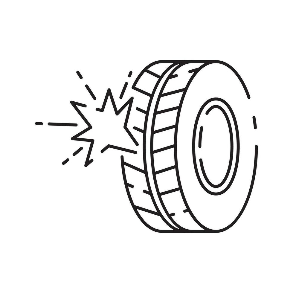 Tire line icon. Winter tire. Included the icons as tire, technician, mechanic, flat tire, broken tired, screw, and more. vector