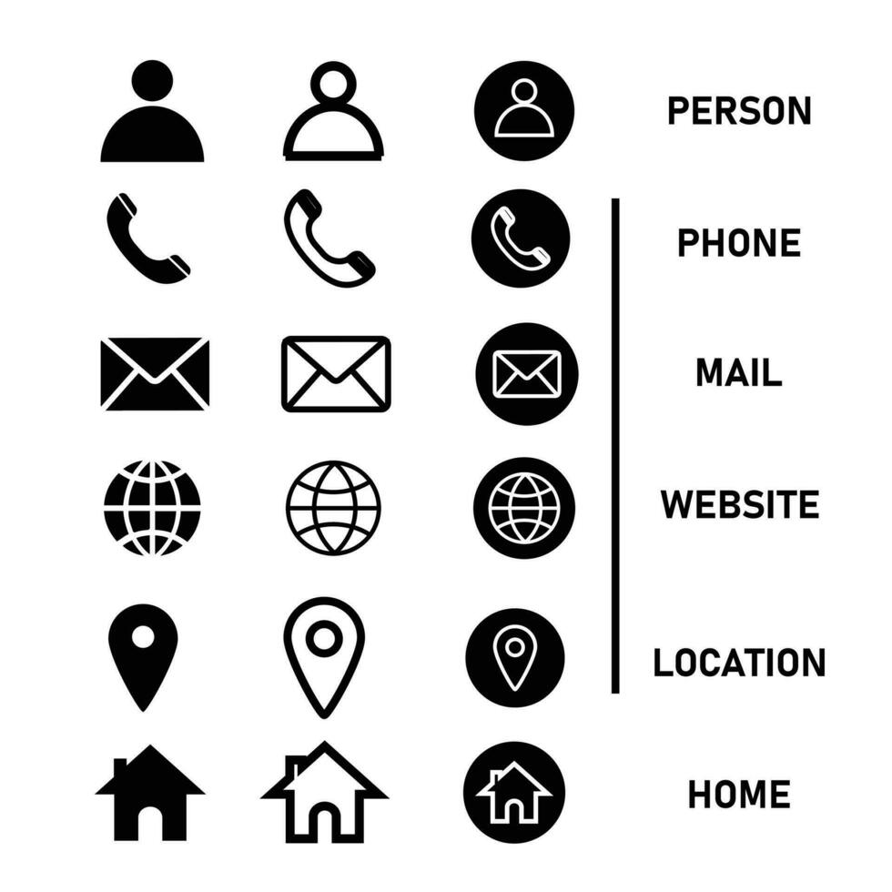 Vector icon set for business card