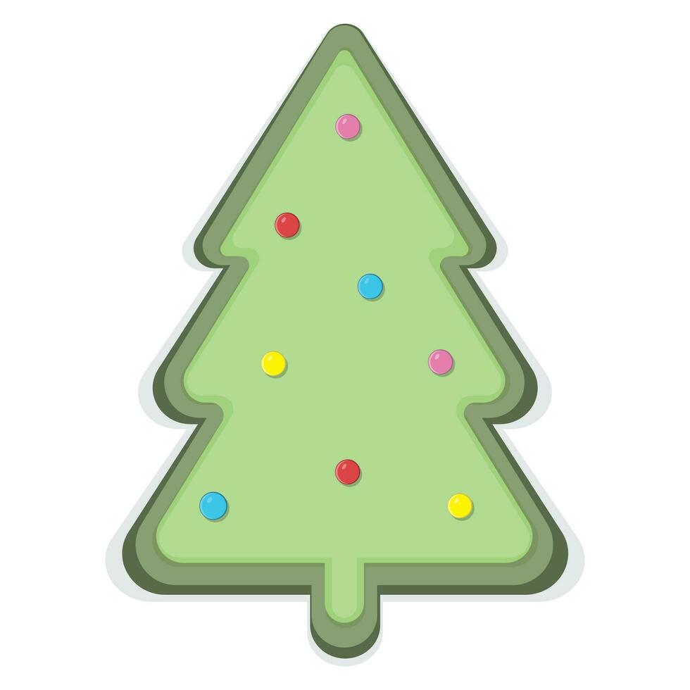 Christmas tree in cartoon style, color isolated illustration vector