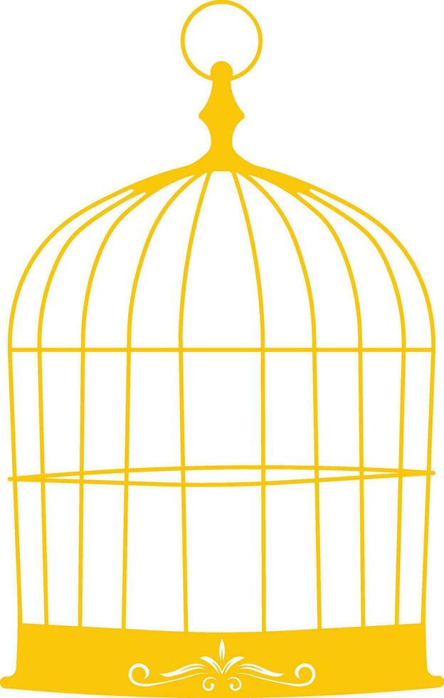 Beautiful Flora Bird Cage Silhouette Icon vector