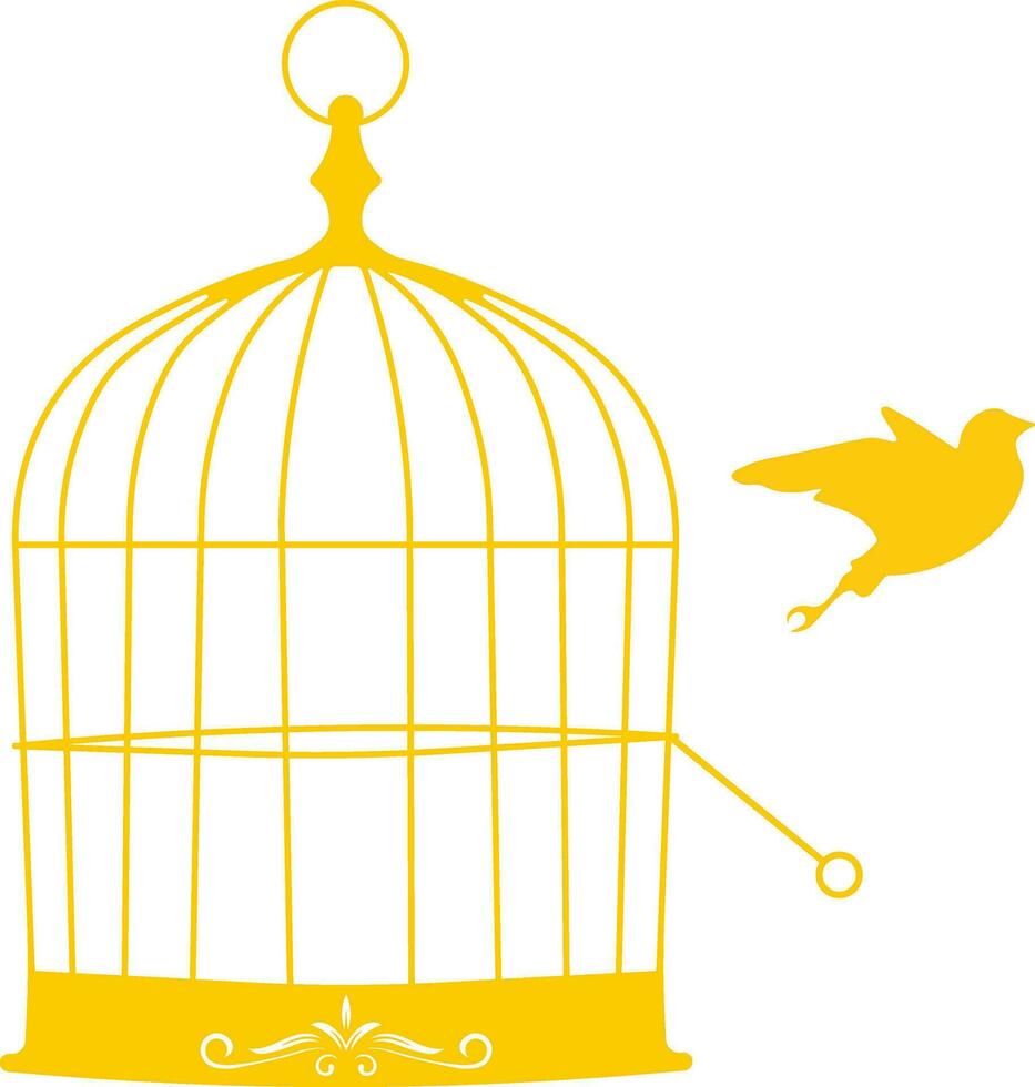 Sparrow Bird Flying Away from Bird Cage Icon vector