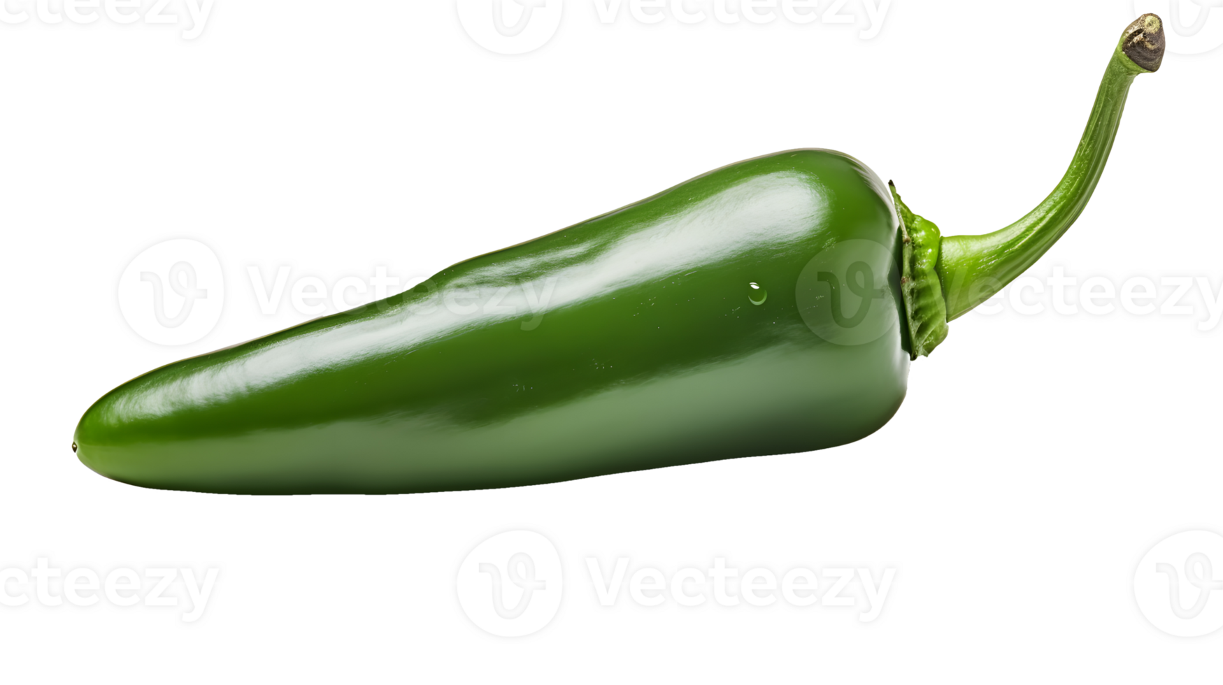 AI generated Close up photo of one ripe, tasty green perfect pepper. Transparent PNG inside