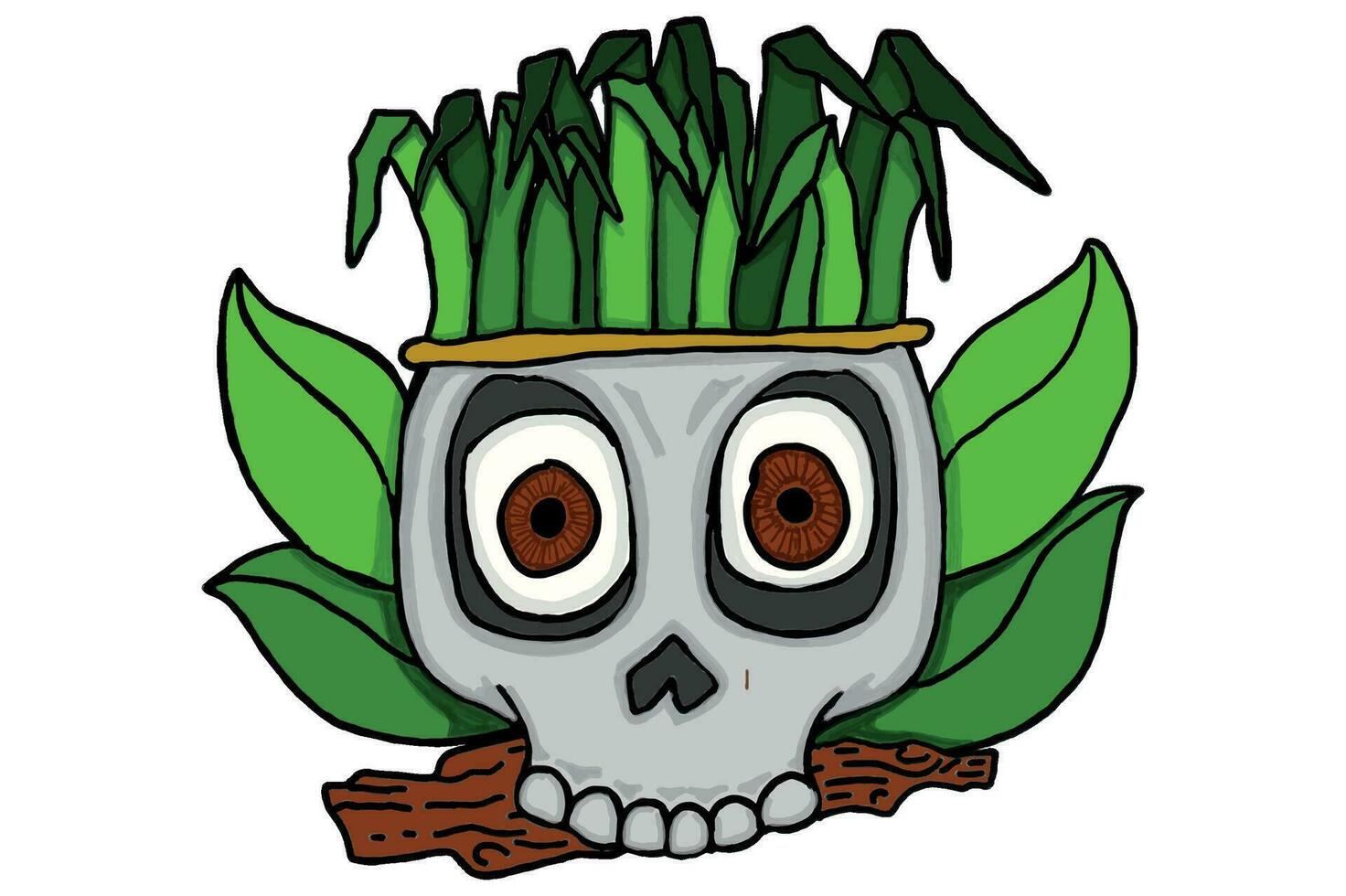 Human Skull With Nature Flora Theme Vector