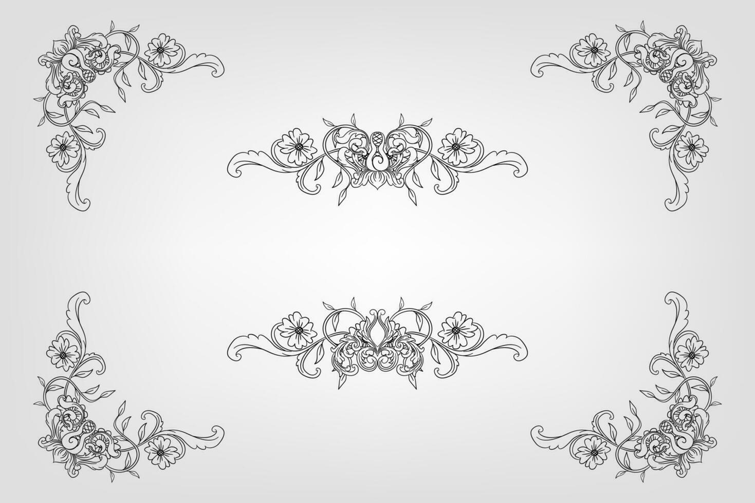 Classical Baroque Filigree Decoration Ornament Vintage Floral Border Style Antique Art Retro vector