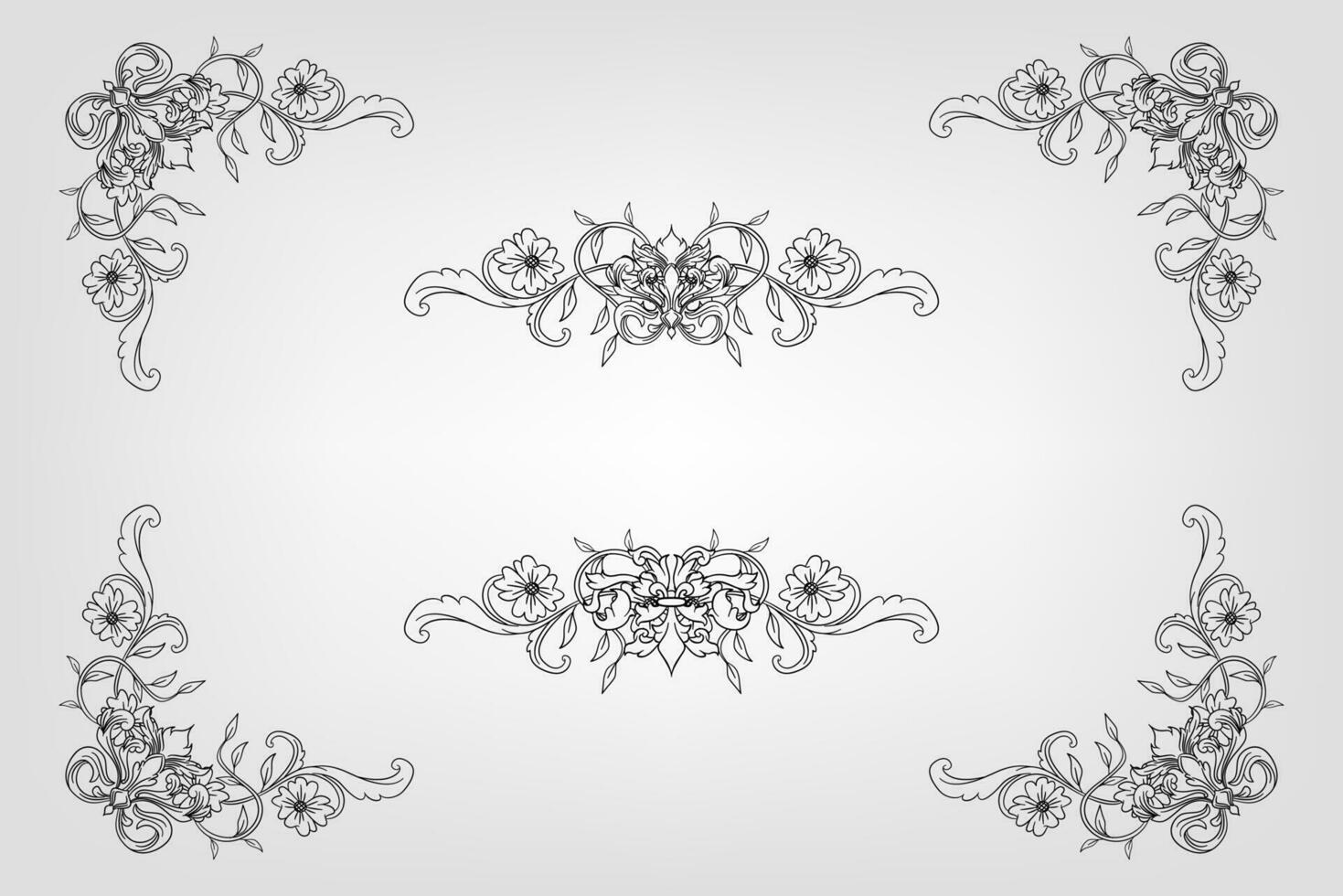 Classical Baroque Filigree Decoration Ornament Vintage Floral Border Style Antique Art Retro vector