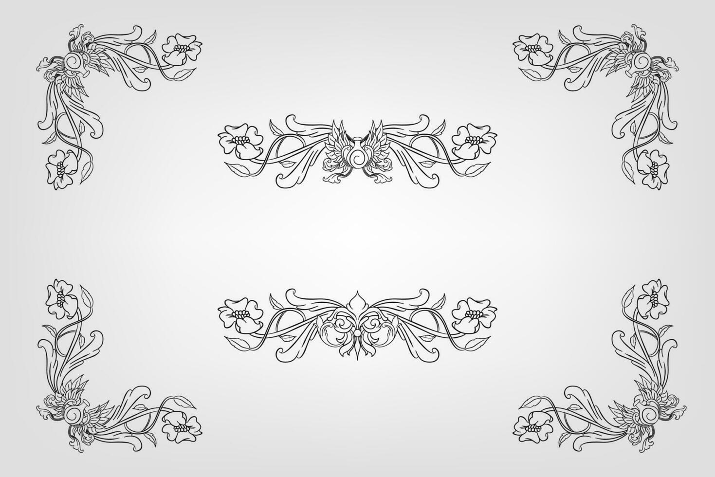 Classical Baroque Filigree Decoration Ornament Vintage Floral Border Style Antique Art Retro vector