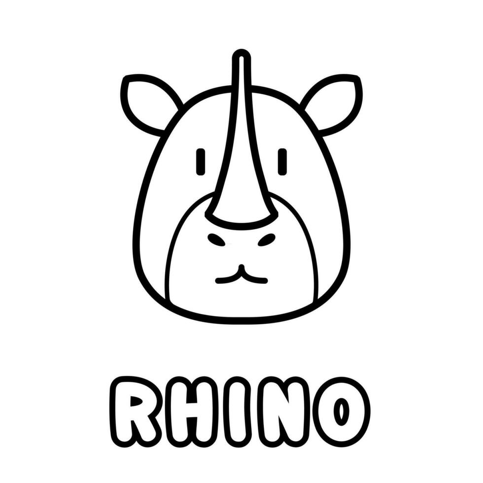rinoceronte colorante libro. colorante página para niños. vector