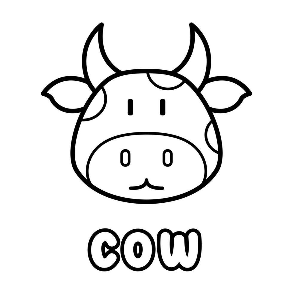 vaca colorante libro. colorante página para niños. vector