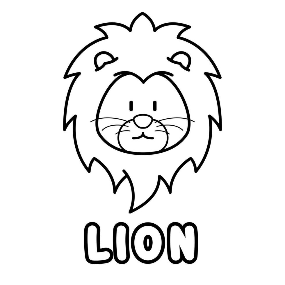 león colorante libro. colorante página para niños. vector