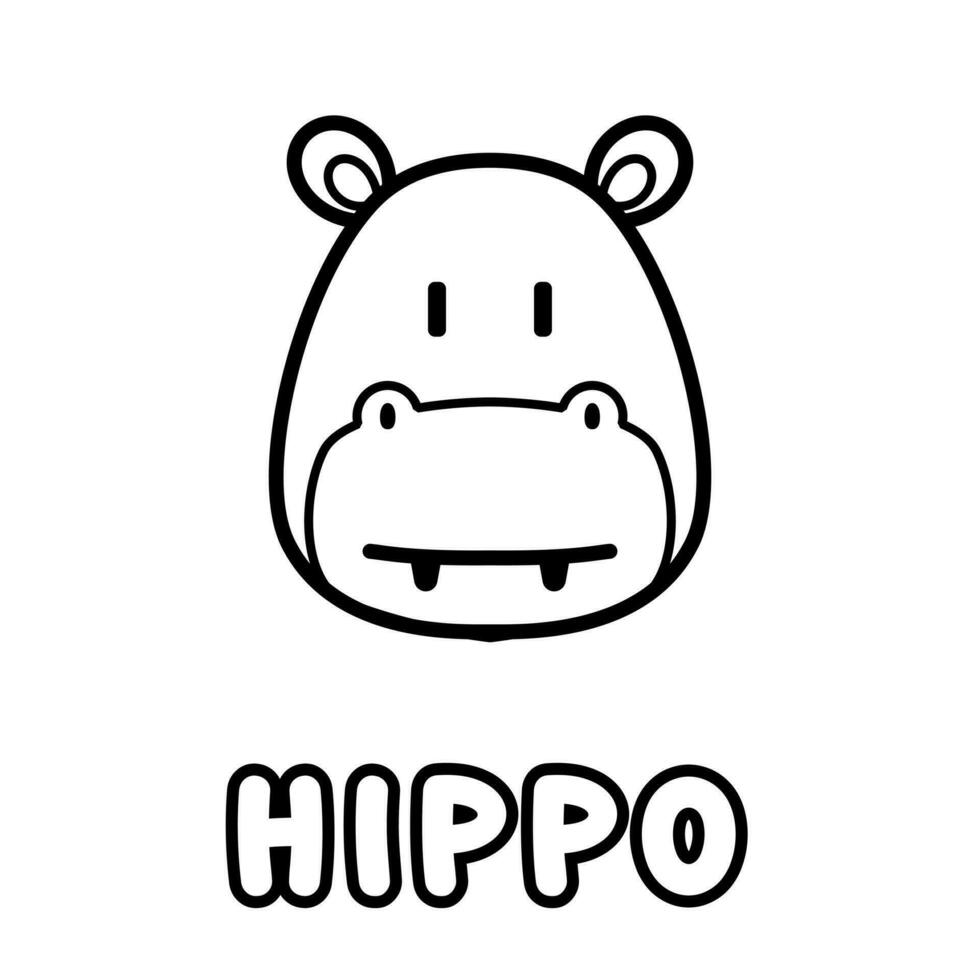 Hippo coloring book. Coloring page for kids. vector