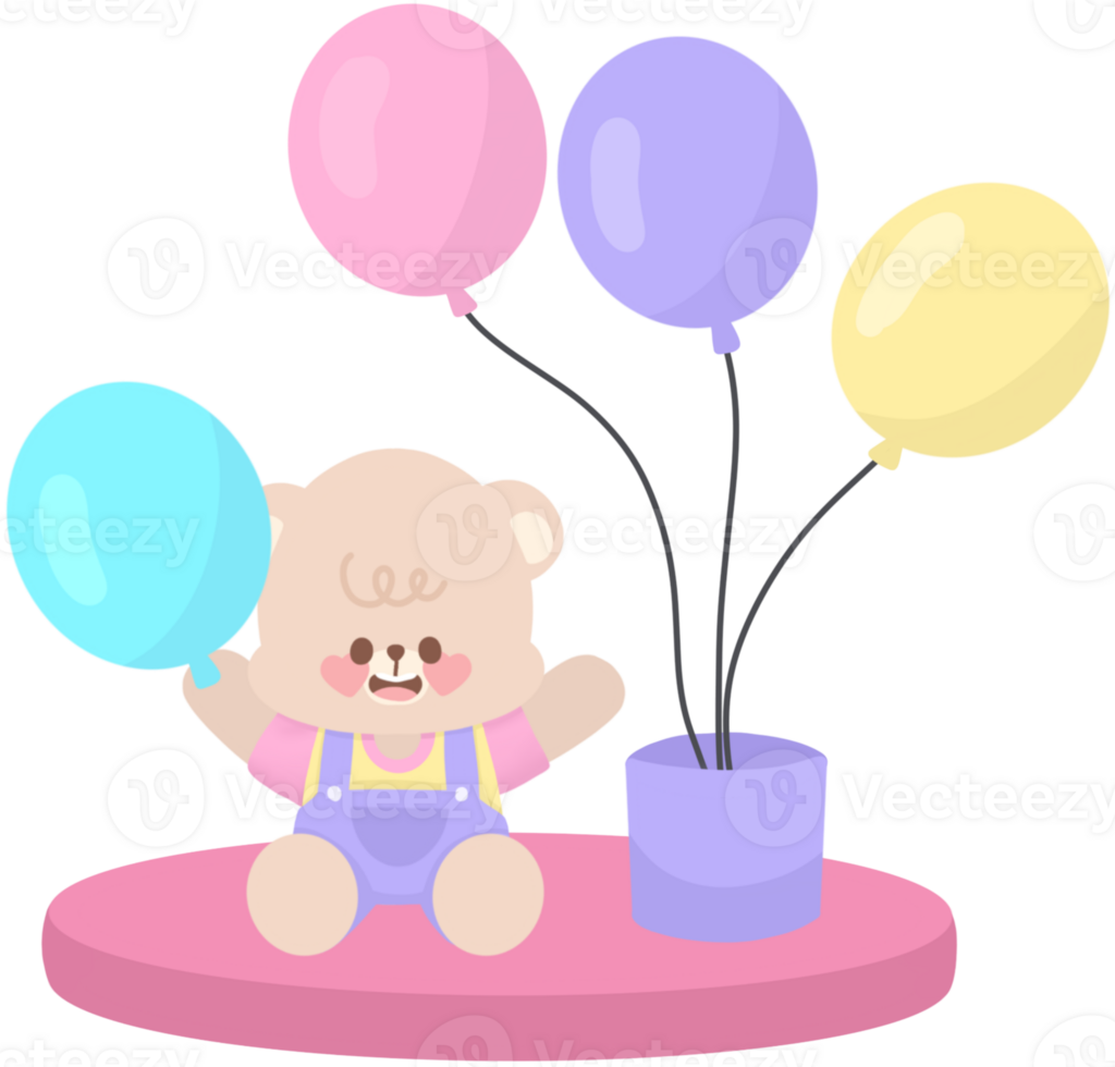 cute teddy bear with balloons png