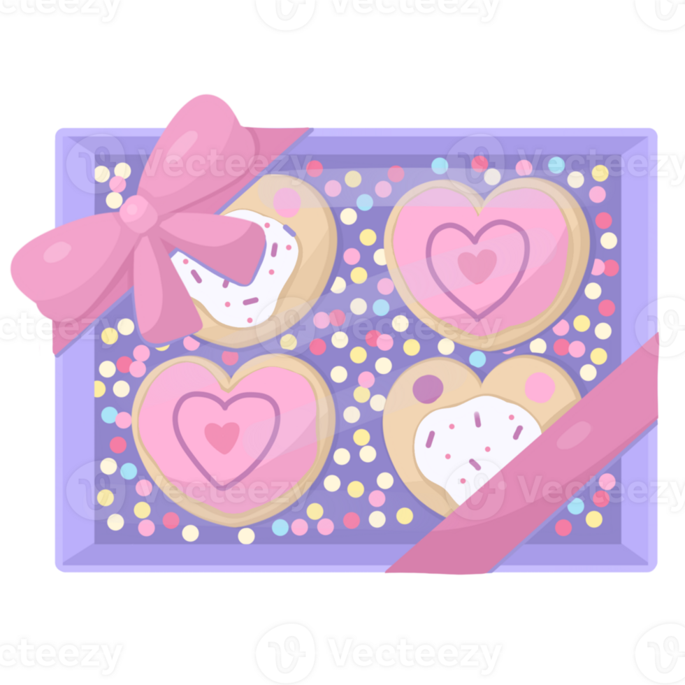 caja de San Valentín corazón conformado galletas png