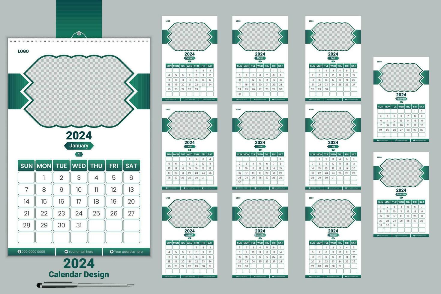 2024 New year Calendar Design vector