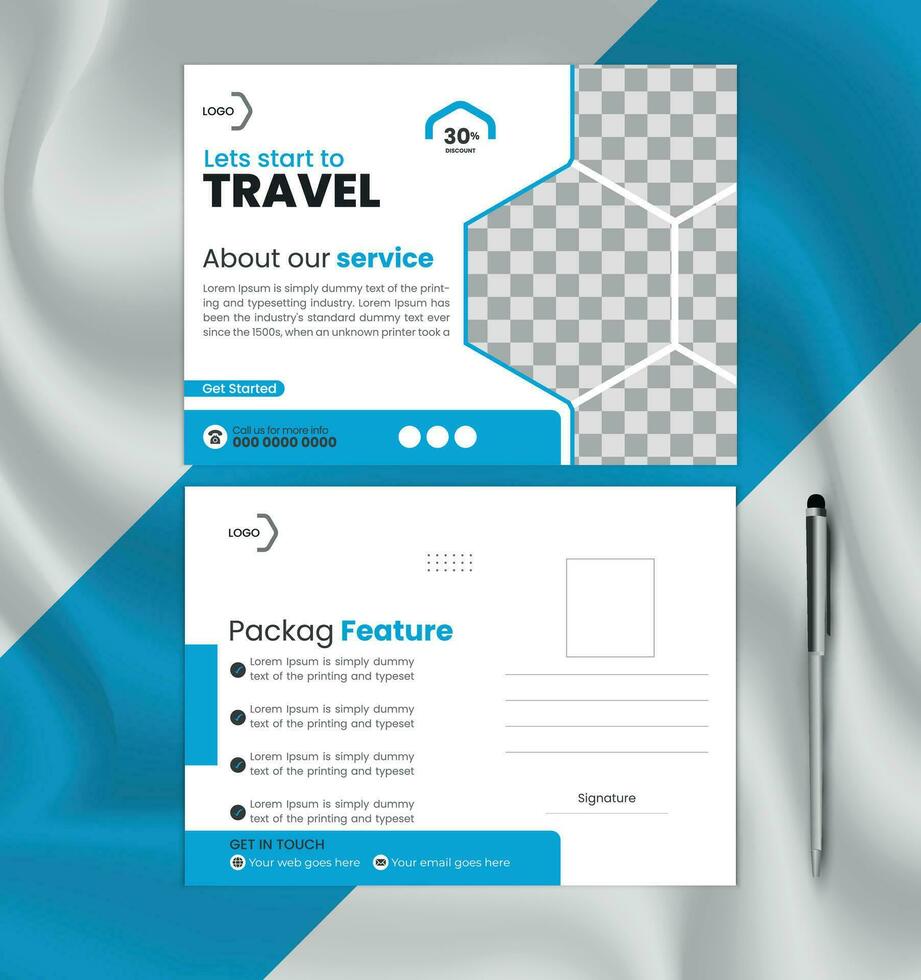 Modern Travel Post Card Design Template vector