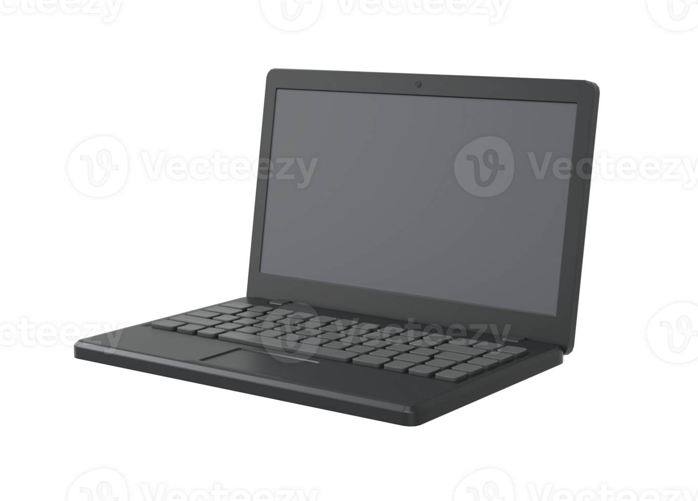 Black Computer laptop icon isolated on transparent 3D Rendering png