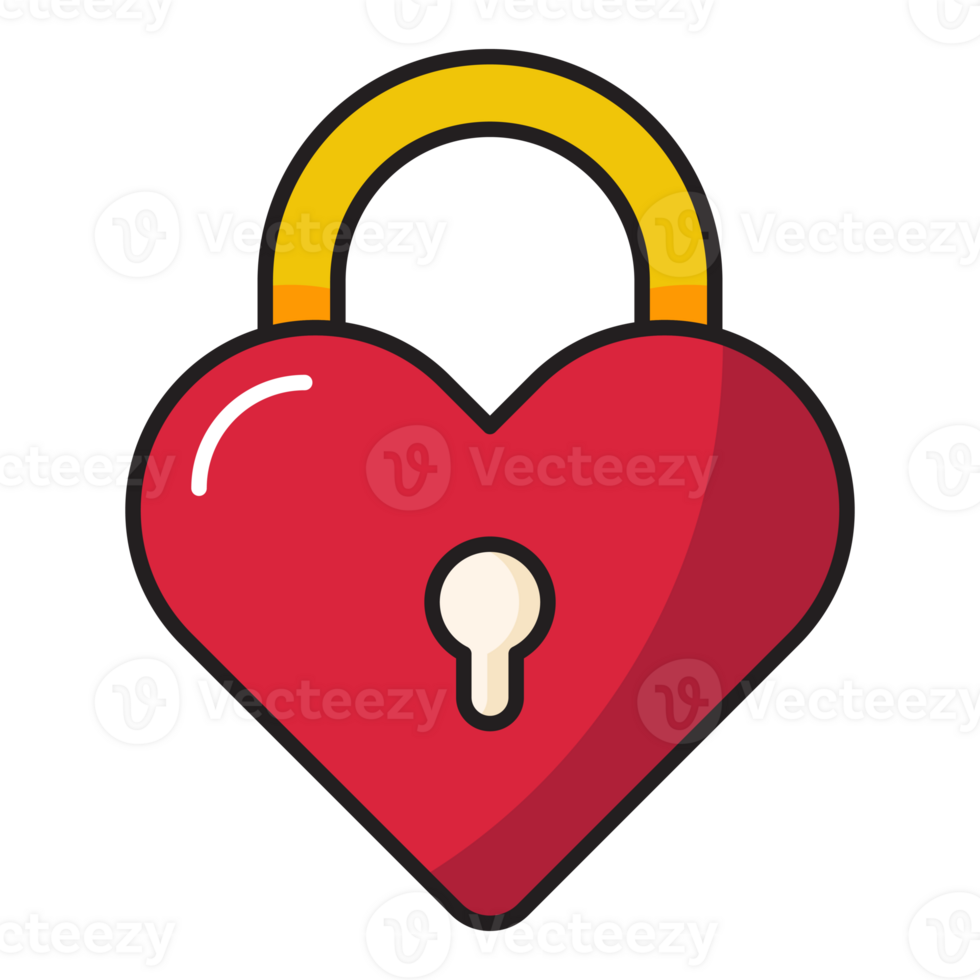 Padlock heart shape lock icon. png