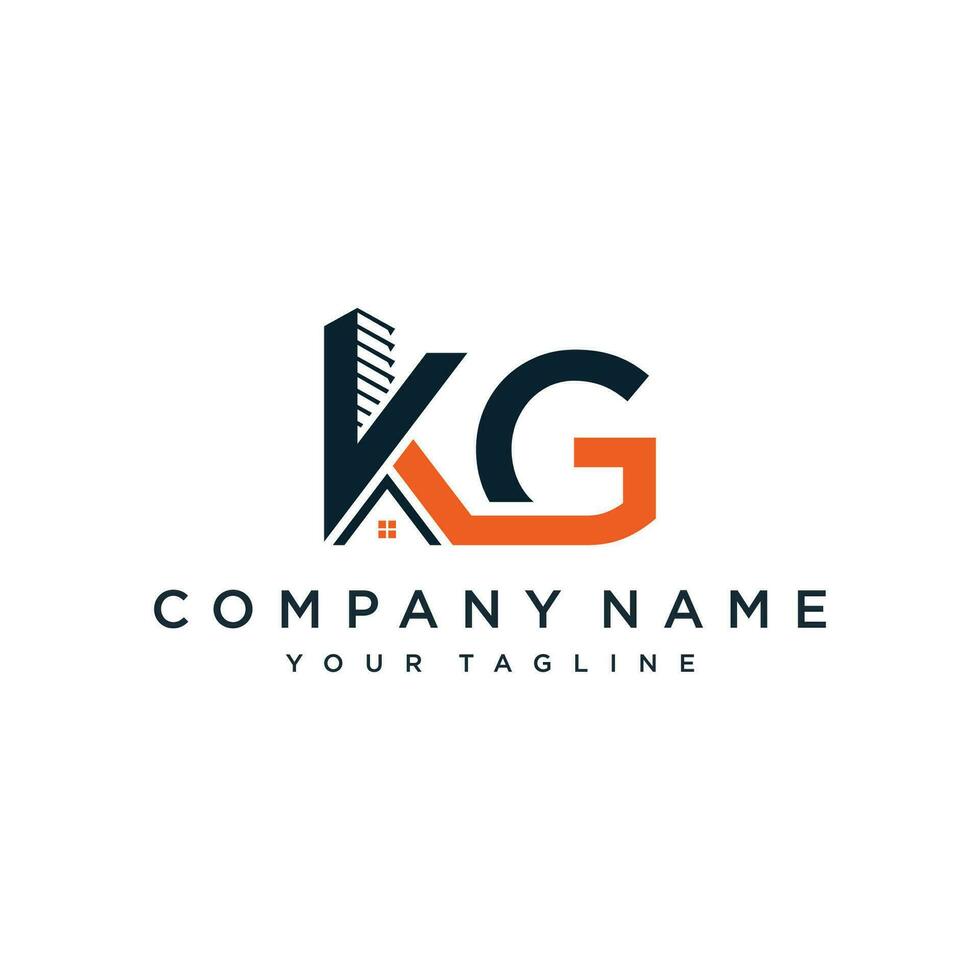 Letter KG Vector Logo. Home Icon and Symbol.