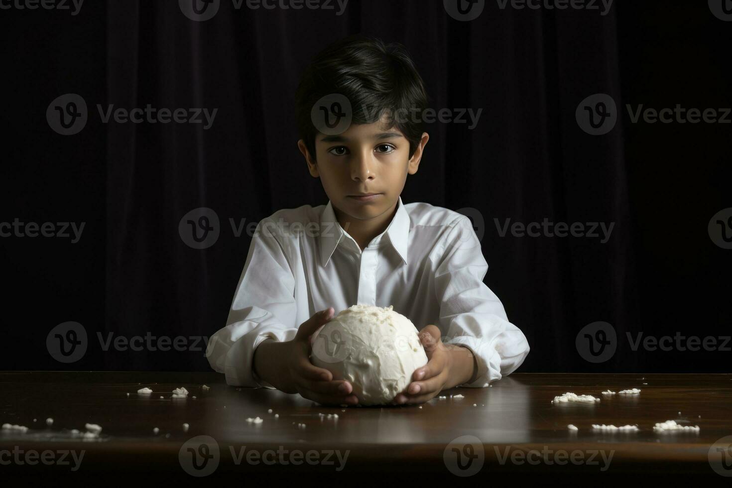 AI generated A Young Boy Holding a Clay Object photo