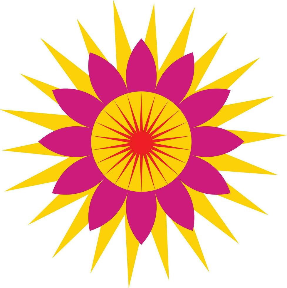 sun with flower mandala design for decoration and designing vector