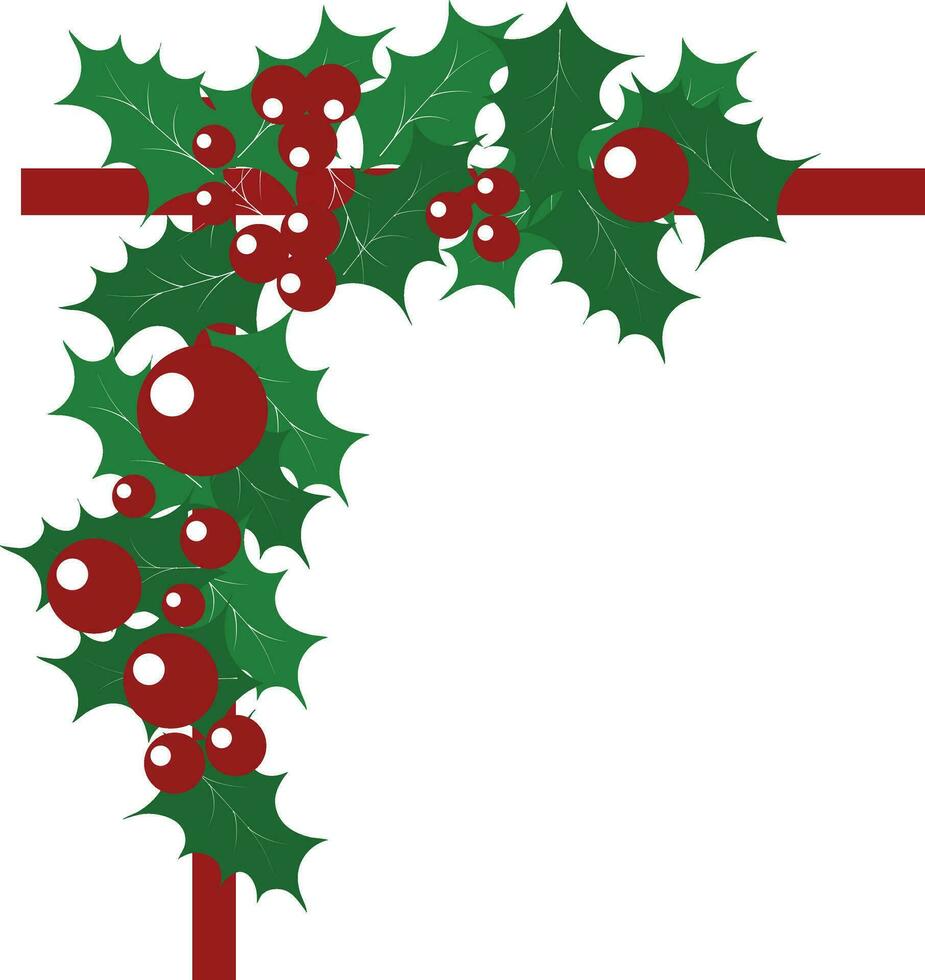 Corner with green leaf and berry vector