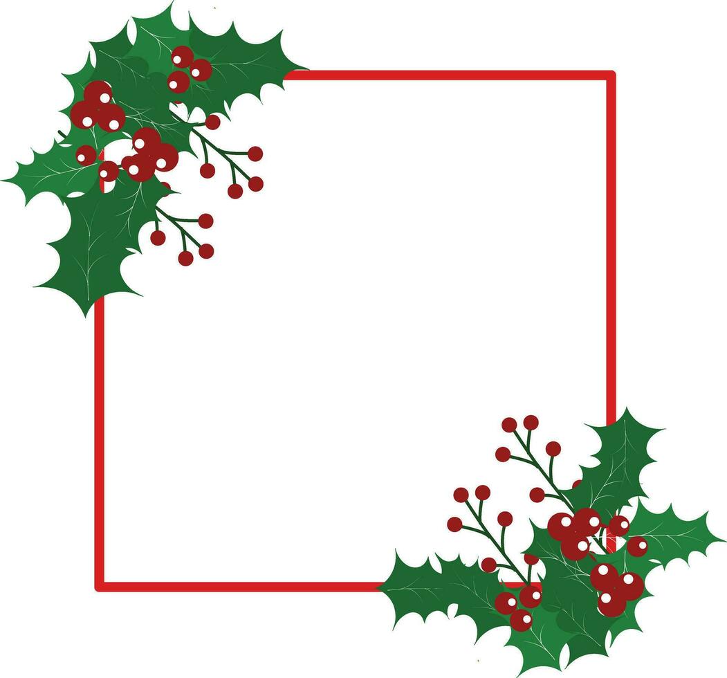 square frame with multiple green leaf and berry vector