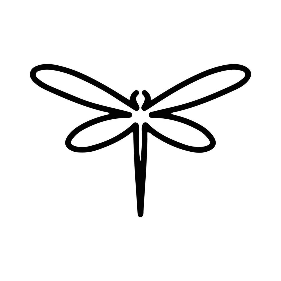 Dragonfly Line Art Doodle Illustration,  Simple and minimalist insect dragonfly logo design. Outline dragonfly logo vector