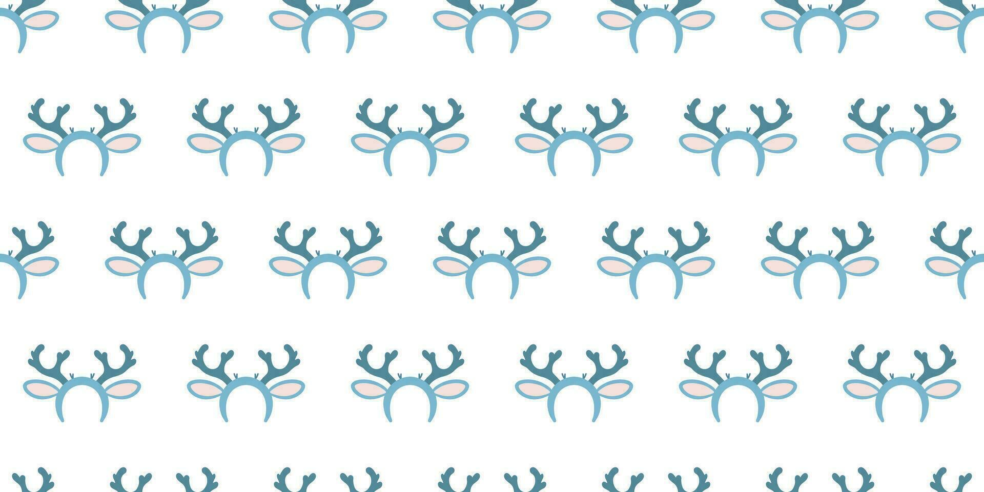 Pastel Reindeer Antlers Headband Seamless Pattern. Christmas Vector Illustration. Soft Blue Colors. Ideal For Fabric, Wallpaper, or Wrapping Paper.