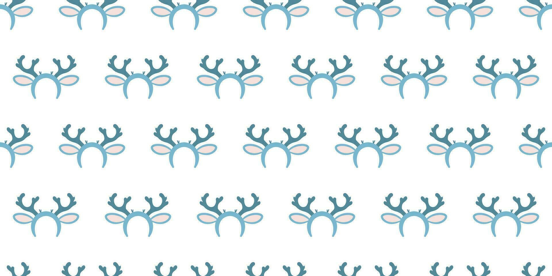 Pastel Reindeer Antlers Headband Seamless Pattern. Christmas Vector Illustration. Soft Blue Colors. Ideal For Fabric, Wallpaper, or Wrapping Paper.