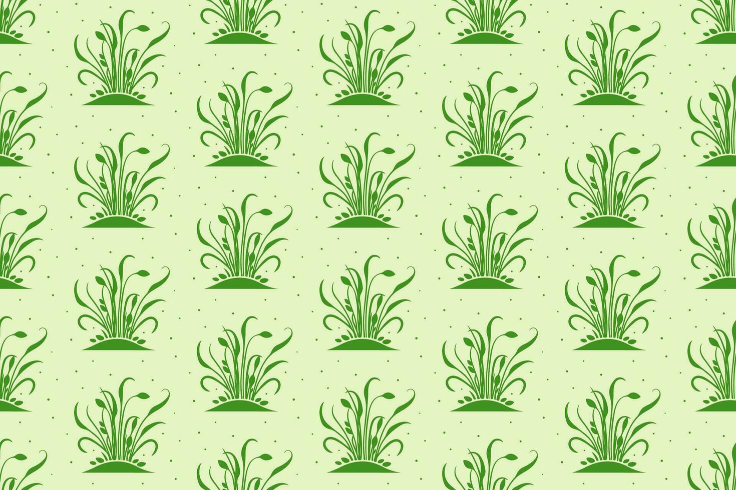 Microgreens Vector Seamless Pattern. Green Color Background. Healthy Organic Food and Spring Themes. For Wrapping Paper, Branding, Wallpaper and Textile