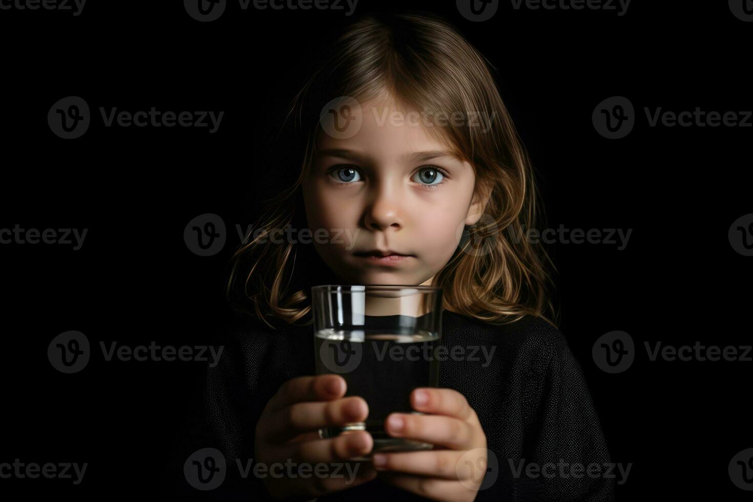 AI generated A Little Girl Holds a Glass of Water photo