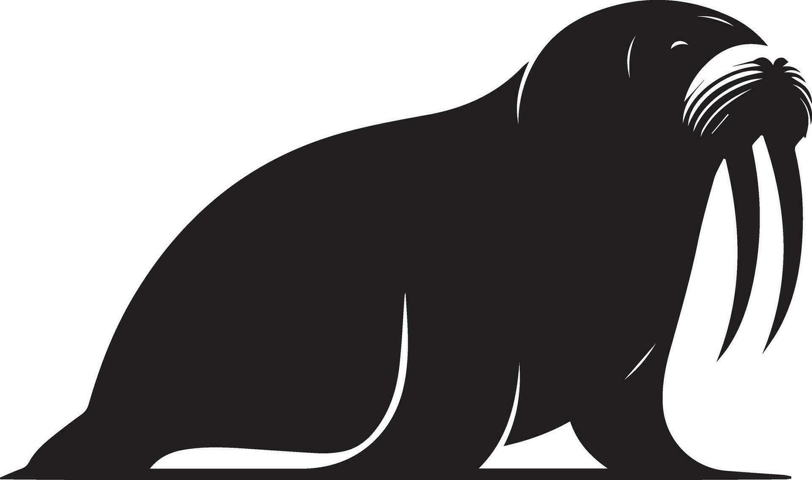 minimal walrus vector silhouette black color white background