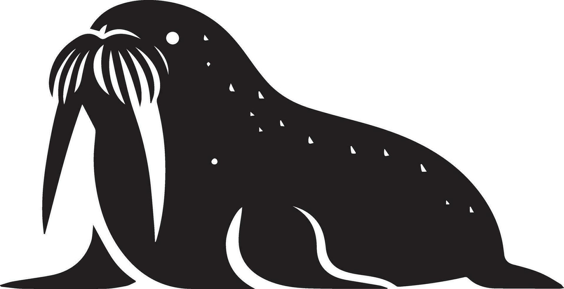 minimal walrus vector silhouette black color white background 3