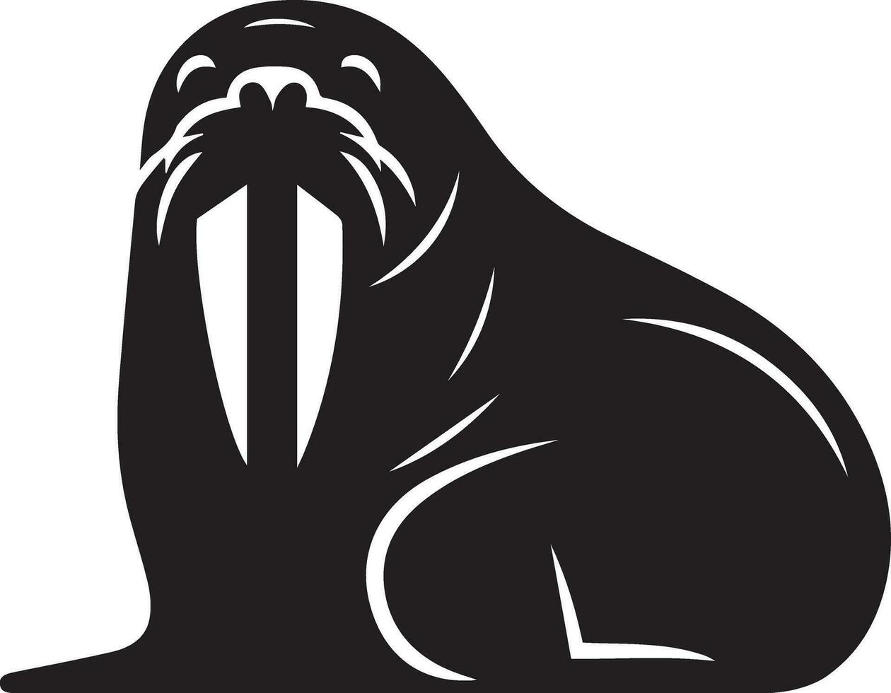 minimal walrus vector silhouette black color white background 12