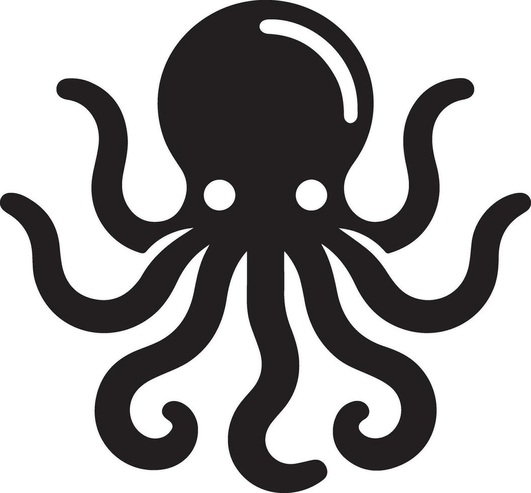 minimal Octopus animal vector silhouette black color white background 9