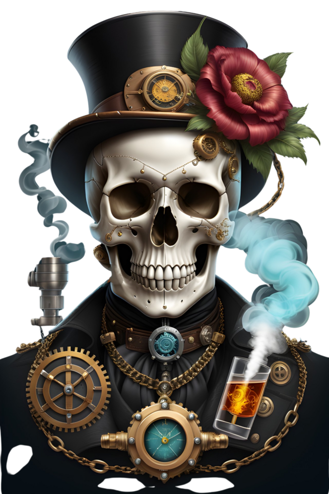AI generated Steampunk Skull PNG Transparent Background