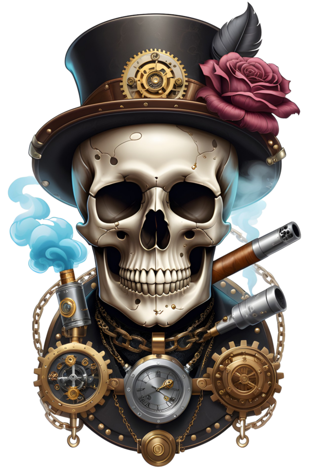 AI generated Steampunk Skull PNG Transparent Background