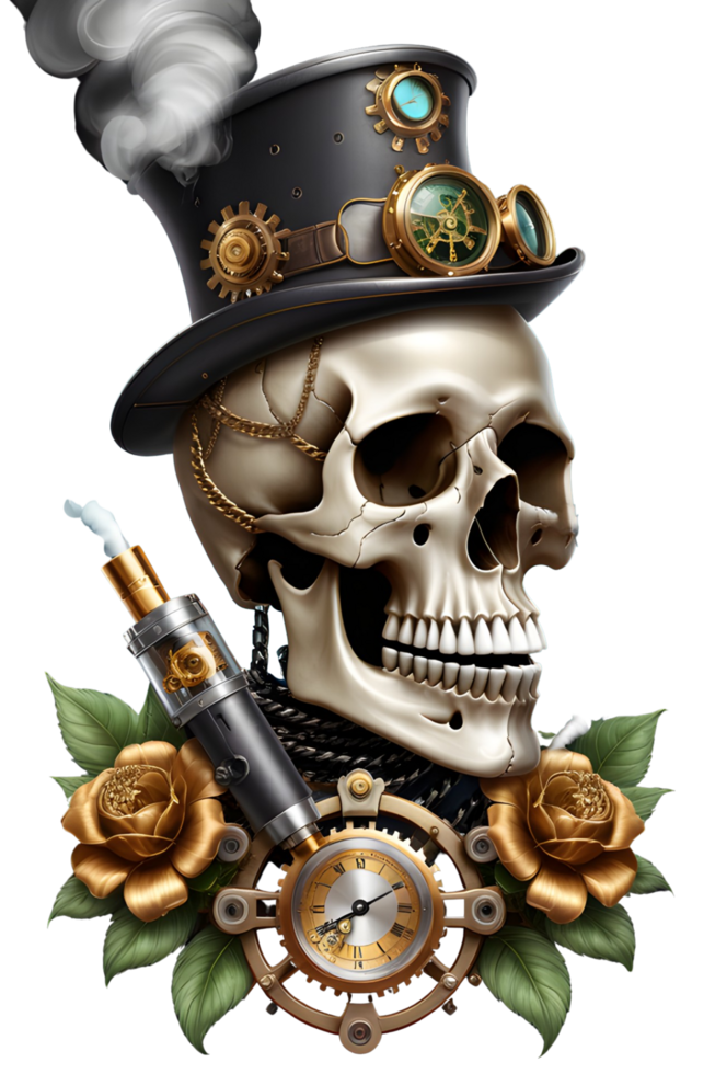 AI generated Steampunk Skull PNG Transparent Background