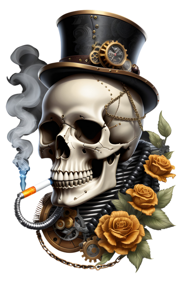 AI generated Steampunk Skull PNG Transparent Background