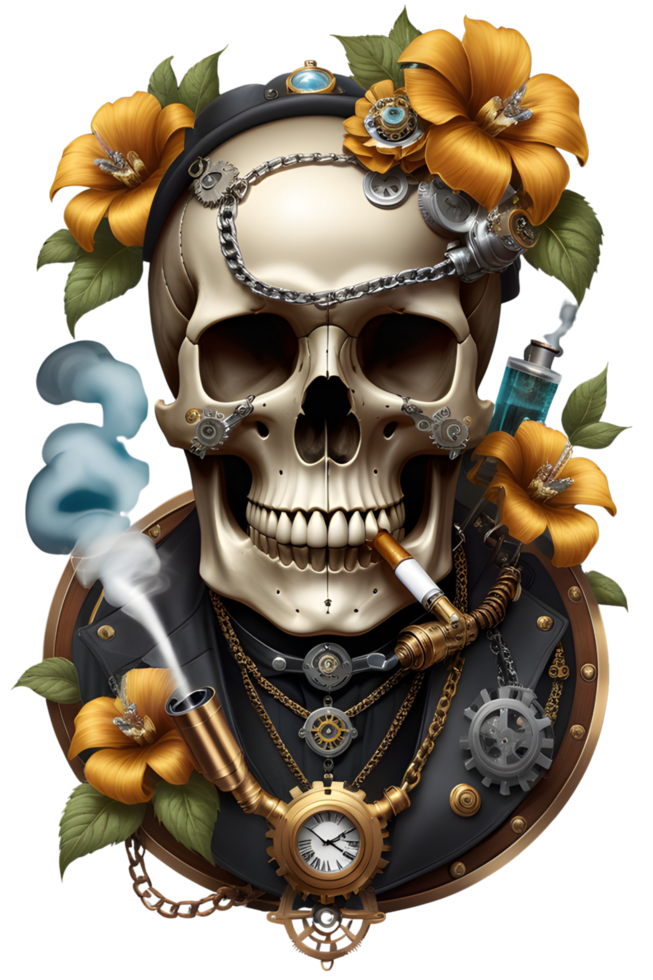 AI generated Steampunk Skull PNG Transparent Background