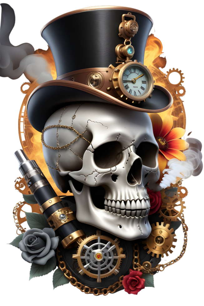 AI generated Steampunk Skull PNG Transparent Background
