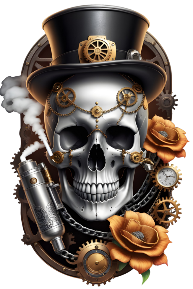 AI generated Steampunk Skull PNG Transparent Background