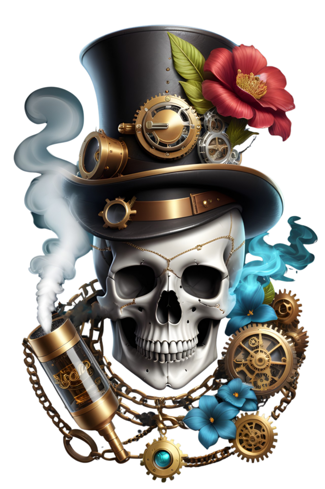 ai generiert Steampunk Schädel png transparent Hintergrund